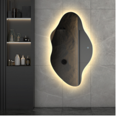 Асимметрическое зеркало в ванную комнату с фоновой подсветкой  Slime