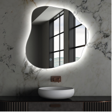 Асимметрическое зеркало в ванную комнату с фоновой подсветкой  Slime